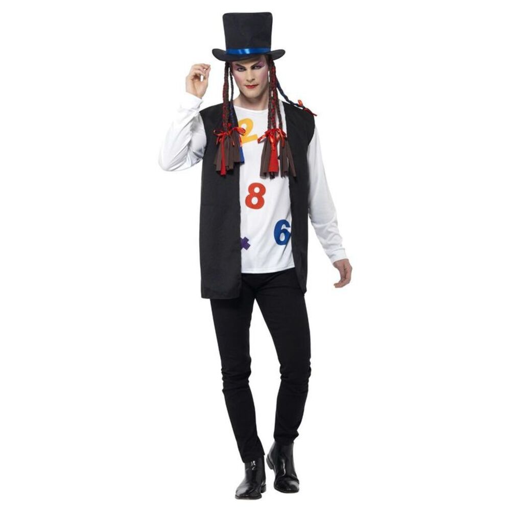 Smiffys Unisex Adult 80s Popstar Costume Set / White/Black